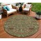 Homeroots 8' Fern Green Brown And Red Round Floral Washable Indoor Outdoor Area Rug 603415 - alternate 1