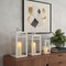 Homeroots Set of Three Clear And White Glass And Stainless Steel Tabletop Lantern Candle Holders, 3PK 719766 - alternate 4