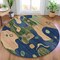 Homeroots 8' Navy Blue Gold And Olive Green Round Abstract Washable Indoor Outdoor Area Rug 630605 - alternate 5