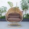 Leisuremod Mendoza Light Brown Wicker Hanging 2 person Egg Swing Chair with Brown Cushions MSCLBR-53BR - alternate 9
