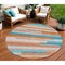 Homeroots 8' X 10' Orange Teal Blue And Salmon Striped Washable Indoor Outdoor Area Rug 613311 - alternate 1
