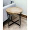 Homeroots 22" Black And Brown Wood And Metal Round End Table 548884 - alternate 1