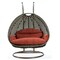 Leisuremod Beige Wicker Hanging 2 person Egg Swing Chair with Dark orange Cushions ESCBG-57DOR - alternate 1