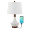 Jonathan Y Finn 23" Vintage Minimalist Iron/Ceramic LED Mini Table Lamp w/USB Charging Port, Wood Finished/White JYL4047A - alternate 8