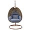 Leisuremod Beige Wicker Hanging Egg Swing Chair with Charcoal Blue Cushions ESCBG-40CBU - alternate 8