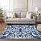 Homeroots 8' X 10' Navy Blue And Ivory Damask Washable Indoor Outdoor Area Rug 614446 - alternate 8