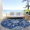 Homeroots 8' Navy Blue And Gray Round Floral Washable Indoor Outdoor Area Rug 589484 - alternate 8