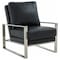 Leisuremod Jefferson Leather Modern Design Accent Armchair with Elegant Silver Frame, Black JAS29BL-L - alternate 1