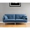 Homeroots 85" Blue Polyester Blend Convertible Futon Sleeper Sofa And Toss Pillows With Silver Legs 544953 - alternate 1