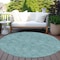 Homeroots 8' Teal Blue And Ivory Round Geometric Washable Indoor Outdoor Area Rug 602397 - alternate 5