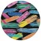 Homeroots 8' Black Pink And Yellow Round Striped Washable Indoor Outdoor Area Rug 618042 - alternate 1