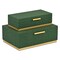 Homeroots Set of Two Green And Gold Striped Nesting Storage Boxes With Lids, 2PK 712924 - alternate 9