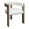 Homeroots Ivory and Brown Upholstered Boucle Open Back Dining Arm Chair 555323 - alternate 5