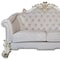 Homeroots 66in Two Tone Ivory And Pearl Velvet Loveseat and Toss Pillows 515714 - alternate 3