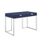 Homeroots 45" Navy Blue and Silver Wood and Stainless Steel Writing Desk With Two Drawers 543810 - alternate 1