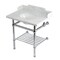 Kingston Brass 30-Inch Carrara Marble Console Sink with Brass Legs and Shelf, 8-Inch, 3-Hole LMS3030MBB1 - alternate 1