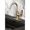 Kingston Brass One-Handle Single-Hole Bathroom Faucet with Deck Plate and Push Pop-Up Drain, Antique Brass KSD2213KL - alternate 5