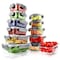 Serenelife 24 Piece Glass Storage Containers with Lids, Glass Meal Prep Container Set for Lunch, Gray, 24PK SLGL24GY - alternate 1