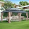 Sunjoy Kingston 20x12 Gazebo, Steel & PC Roof Hardtop Gazebo with Curtain and Netting - Woodgrain Aluminum A1020438A000 - alternate 1