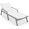 Leisuremod Marlin Patio Chaise Lounge Chair with Armrests in Grey Aluminum Frame, White MLAGR-77W - alternate 1