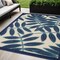 Homeroots 5' X 8' Navy Blue And Ivory Palm Leaf Indoor Outdoor Area Rug 546665 - alternate 5