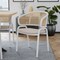 Leisuremod Ervilla Dining Chair with White Powder Coated Steel Legs and Wicker Back, Beige ECW-20BG - alternate 6