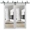Sartodoors Sliding Closet Clear Glass Barn Bypass Doors, Lucia 2666 White Silk and Aluminum Strips, Sturdy 6. LUCIA2666BBB-WS-48 x 96 (2* 24x96) - alternate 1