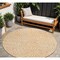 Homeroots 8' Peach And Ivory Round Abstract Washable Indoor Outdoor Area Rug 598994 - alternate 1