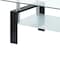 Homeroots 39" Clear and Black Glass and Steel Coffee Table With Shelf 635698 - alternate 8