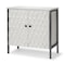 Homeroots 32in White and Gray Wood and Metal Carved Geometric Accent Cabinet With Two Doors 611056 - alternate 1