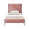 Homeroots Blush Solid Wood Twin Upholstered Velvet Bed with Nailhead Trim 544787 - alternate 8