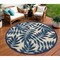 Homeroots 8' Navy Blue And Ivory Round Botanical Leaves Indoor Outdoor Area Rug 546666 - alternate 8