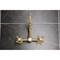 Kingston Brass Two-Handle Wall Mount Bridge Kitchen Faucet, Brushed Brass KS1247AX - alternate 2