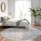 Homeroots 8' Blue And Ivory Round Oriental Washable Indoor Outdoor Area Rug 605105 - alternate 9