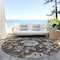 Homeroots 8' Chocolate Sky Blue And Artichoke Green Round Floral Washable Indoor Outdoor Area Rug 589460 - alternate 5