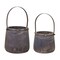 Homeroots Set of Two Brown Wood And Steel Bucket Pot Planters, 2PK 632596 - alternate 1