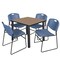 Regency Square Kee Breakroom Table W/ 4 Zeng Stack Chairs, 36 in W, 36 in L, Noble Oak TB3636NOBPBK44BE - alternate 1