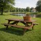Homeroots 94" Dark Brown Solid Wood Outdoor Picnic Table with Umbrella Hole 525011 - alternate 1
