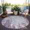 Homeroots 8' Plum And Ivory Round Abstract Washable Indoor Outdoor Area Rug 612360 - alternate 5