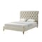 Homeroots Beige Solid Wood Queen Tufted Upholstered Linen Bed with Nailhead Trim 544881 - alternate 1