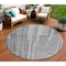 Homeroots 8' Gray And Silver Round Striped Washable Indoor Outdoor Area Rug 602787 - alternate 1
