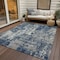Homeroots 9' X 12' Navy Blue Gray And Ivory Abstract Washable Indoor Outdoor Area Rug 597990 - alternate 9