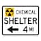 Sign Solutions Usa Symbol Chemical Shelter 4 MI Left Arrow, 30 in W x Horizontal Rectangle, Aluminum Sign DUS06DWT3024EM-7dL - alternate 1