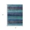 Homeroots 5' X 8' Teal Blue Aqua And Navy Blue Striped Washable Indoor Outdoor Area Rug 631222 - alternate 6