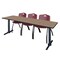 Regency Cain T-Base Training Seminar Table W/ 3 M Stack Chairs, 84 in W, 24 in L, Noble Oak MTRCT8424NO47BY - alternate 1
