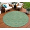 Homeroots 8' Sage Fern Green And Peach Round Geometric Washable Indoor Outdoor Area Rug 615232 - alternate 1