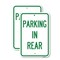 Signmission Parking in Rear, 12'' X 18'' 2 Signs, Heavy Gauge Aluminum, 2PK A-1218-2PACK-23437 - alternate 1