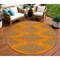 Homeroots 8' Orange And Blue Round Geometric Washable Indoor Outdoor Area Rug 598766 - alternate 1