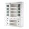 Homeroots 87" White Wood Bookcase with Glass Doors Drawers and Baskets 397667 - alternate 10