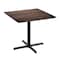 Flash Furniture 36" Square Tabletop, Seamless Surface Technology, Dark Brown with 30"x30" Black Table Height X-Base ST-SQ36-WBR-T3030-GG - alternate 1